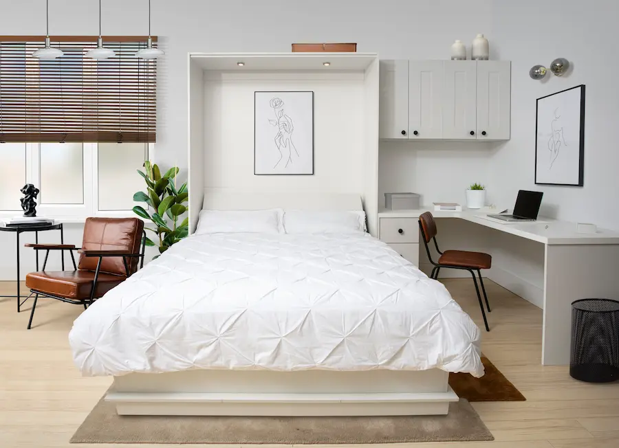 Amalfi wall bed with integrated desk