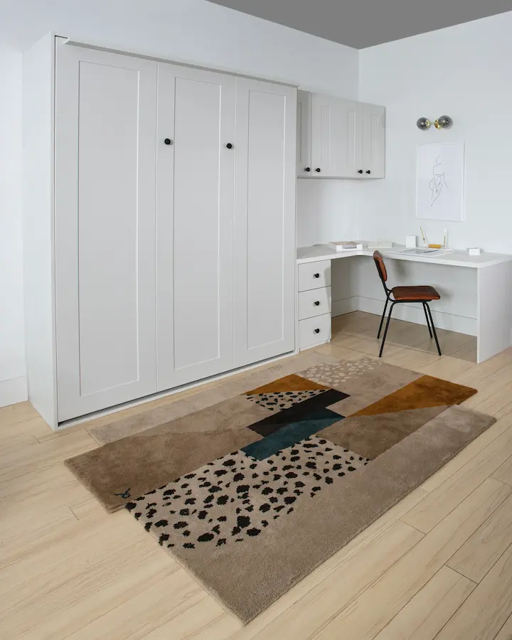White shaker wall bed closed