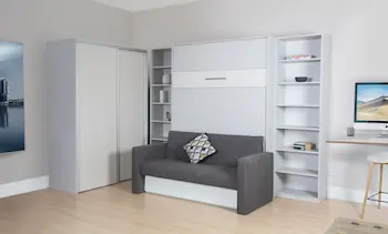 Wall bed with integrated sofa
