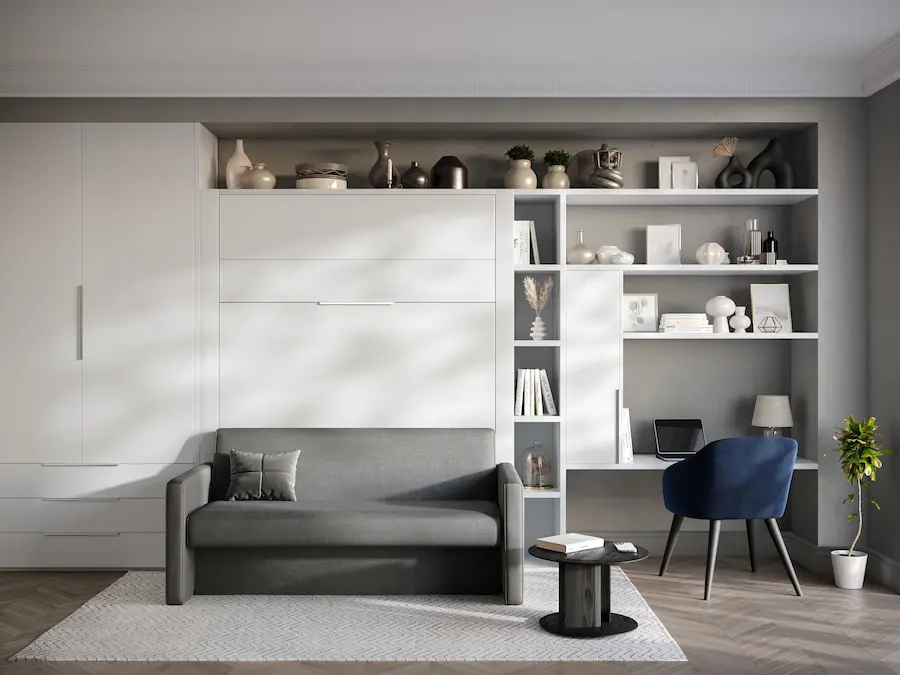 Vertical sofa wall bed closed