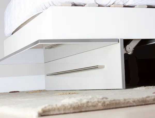 Wall bed with flip-out leg