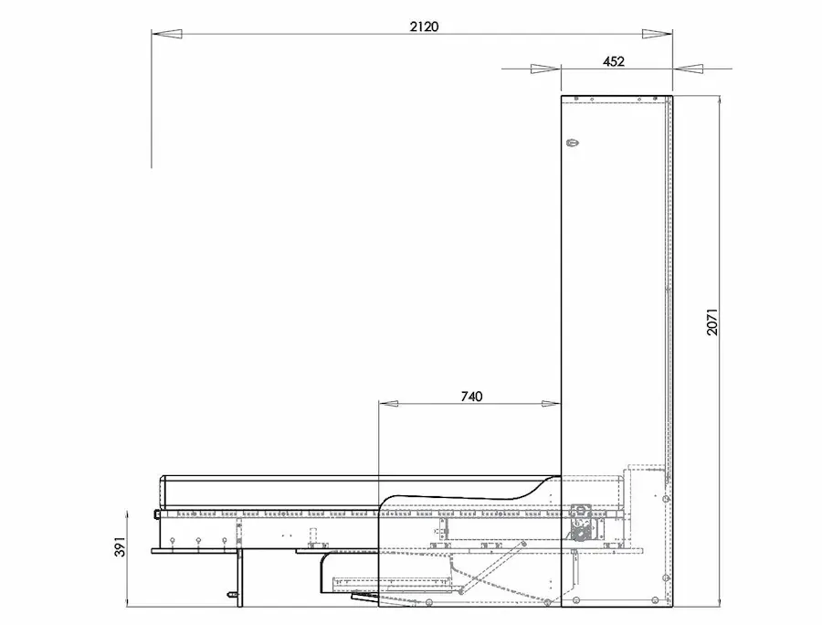 Side-opening sofa wall bed measurements