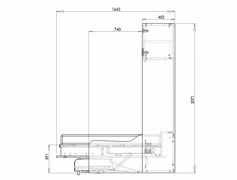 Upright sofa wall bed measurements