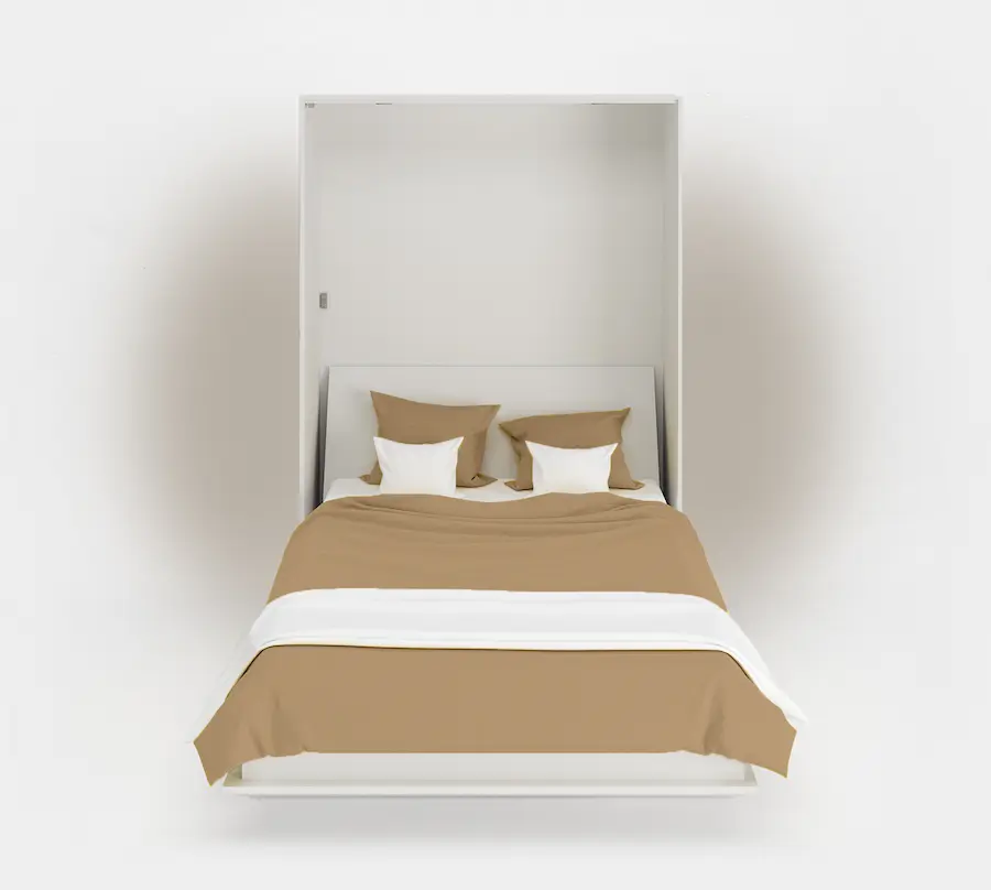 Vertical wall bed folding down from the wall